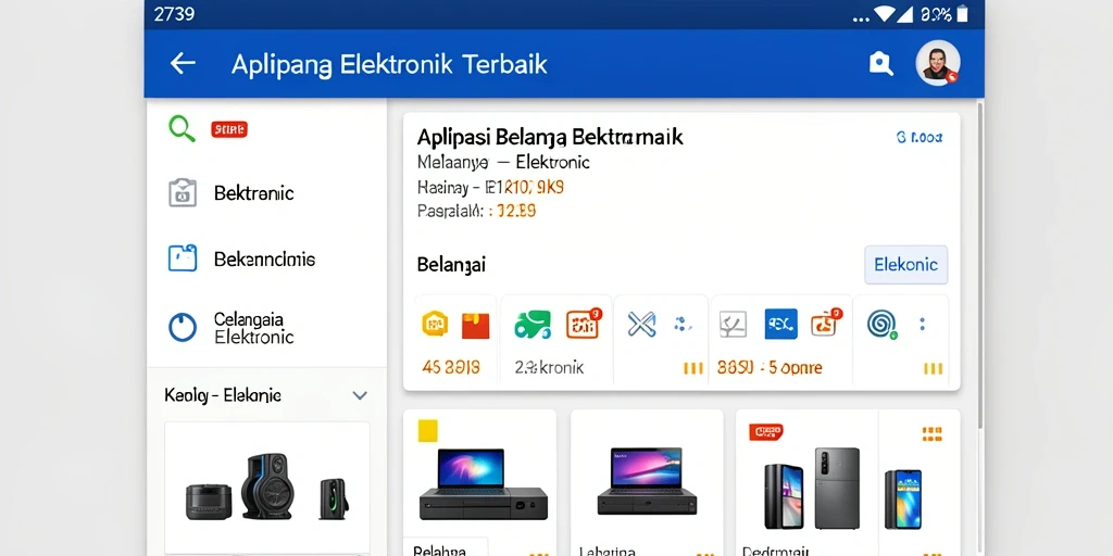 Tampilan antarmuka aplikasi 2739 untuk belanja elektronik.