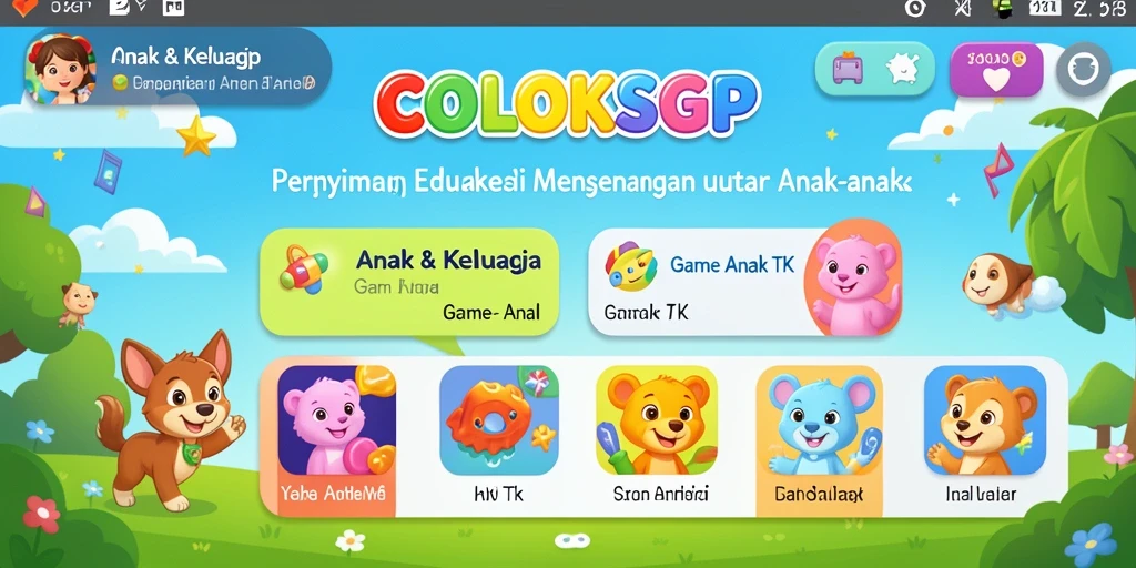 Tampilan antarmuka COLOKSGP yang ceria dan penuh warna.