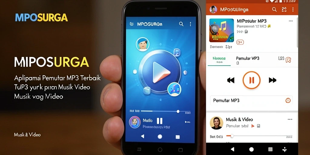 Tampilan antarmuka MPOSURGA yang sederhana dan menarik untuk Pemutar MP3.