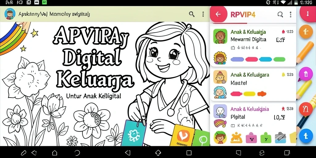 Tampilan antarmuka RPVIP4 yang ramah anak saat mewarnai.