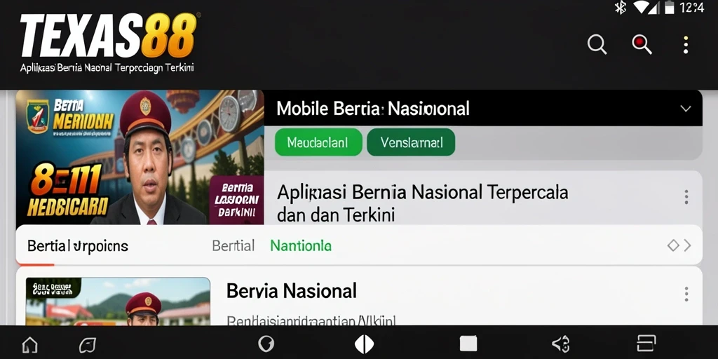 Antarmuka aplikasi TEXAS88 menampilkan berita nasional terkini dengan jelas.